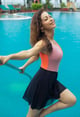 Blushed Orange Mesh Skirt Swimsuit Pink/Orange/Black color