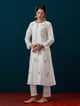 All Over Motifs Placket Kurta with Pant Off White color