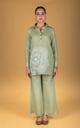 Meher Afreen Pure Linen Co-Ord Set Green color