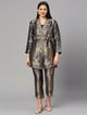 Navy Gold Flower Designed Brocade Kimono Blue color
