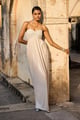 Beaded Draped Gown Beige color