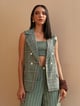 Sage Plaid Three Piece Co-Ord Set Green color