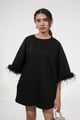 Amy Black Feather Detail T-Shirt Black color