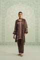 Mehza Hand Embroidered Crepe Matching Set Green & Purple color