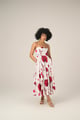 Bloom Sonata Linen Dress White/Red color