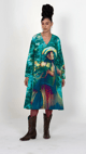 Multicolor Graphic Print Cotton Satin A-Line Midi Dress - ART LOV AFFAIR - Image 1
