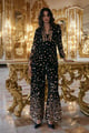 Paillette Embroidered Velvet Suit Black color