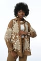 Brown Shirt with White Thread & Moti Work Brown color