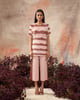 Flower Print Pleated Coord Set Pink color