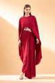 Red Mystique Bloom Drape Dress Red color