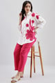 White Fuschia Flower Emb Big Shirt White color