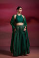 Aisha Emerald Green Chanderi Halter Blouse Lehenga Set Emrald green color