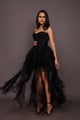 Corset and Ruffled Net Skirt Black color