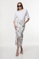 Denim All Over Floral Sequin Skirt Ivory color