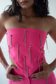 Embellished Cropped Top with Rhinestone Chain Detail Pink color