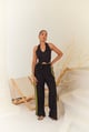Black Linen Vest Black color