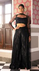 Embroidered Sequins Blouse & Sharara Set Black color
