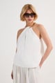Cotton Poplin Chain Halter Neck Woven Shirt White color