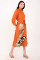 Orange Palm Leaf Emb Dress Orange color