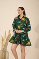 Autumn Dress in Hidden Spring Print (Green) Green color