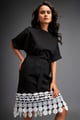 Short Dress with Detailing on the Hem Black color
