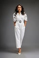White Embroidered Sleeves Jumpsuit with Belt White color