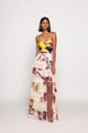 Paisley Print 8 Tier Strapless Dress Ivory Yellow Ivory/Yellow color