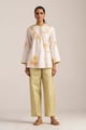 Ivory And Green Oasis Embroidered Co-Ord Set Ivory/Green color