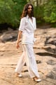 Embroidered Poplin Top Ivory color