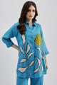 Turq Emb Big Shirt Turquoise color