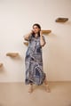 Honeydew Kaftan in Ink Print White/Blue color