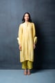 Yellow Habutai Silk Kurta Set Yellow color