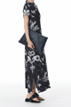 Aurora Flora Pleated Dress Black color
