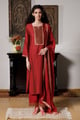Deep Red Silk Festive Kurta Set Deep Red color