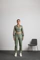 Verdant Vogue Leather Co-Ord Set Smoke Green color