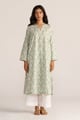 Light Grass Green and White Cotton Kurta Grass Green/White color