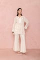 Ivory Sheer Organza Schiffli Tunic and Flared Pants Set - LABEL NAARITI - Image 1