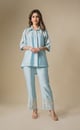 Light Blue Floral Embroidered Co-Ord Set Blue color