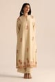 Mascarpone Cream Raw Silk Embroidered Co-Ord Set Mascarpone Cream color