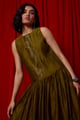 Oleg Handwoven Maxi Dress Olive color