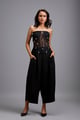 Tapered Wide-Leg Trousers Black color