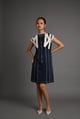 Harbor Stripe Dress Navy Blue color