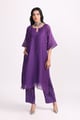 Purple Hand Embroidered Chanderi Kurta Set Purple color