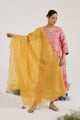 Blush Dori Jacquard Kurta with Pants & Dupatta Pink color