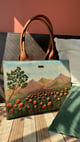 Marigold Tote Bag - Hand-Painted And Hand-Embroidered Sky Blue/Yellow color
