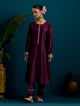 Round Hem Kurta with Back Motif and Pant Set Purple color