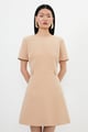 Compact Stretch Essential Waist Tab Detail Tailored Mini Dress Beige color