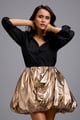 Button-Down Shirt with Mini Skirt Black/Gold color