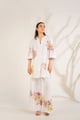 White Floral Printed Kurta Shirt and Trouser Set - Moh India - Image 1