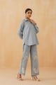 Tasmia Cotton Linen Embroidered Matching Set Light Blue color